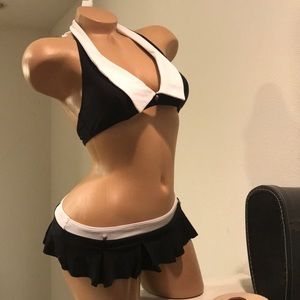 HOT TOPIC Retro Goth Emo Skull Cosplay Bikini Set